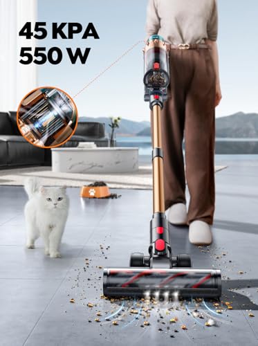 Cordless Vacuum Cleaner with 550W 45KPA 60 Mins Runtime for Home
| Self-Standing Cordless Vacuum with Charging Dock and