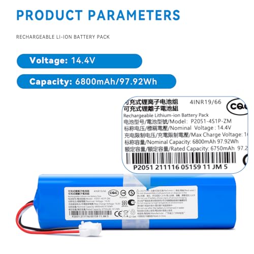 HONITURE Q6/Q6 Pro/Q6 Se/AIRRROBO T10+/T9/Philips FC8972/Haier TAB-T530S/Zoozee Z50 Robot Vacuum Cleaner 6800mAh High C