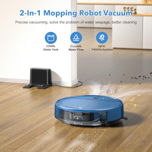 2 in 1 Robot Vacuum and Mop Combo with WiFi/App, Smart Robotic Vacuums for Hard Floors and Pet Hair, Schedule and Self-C